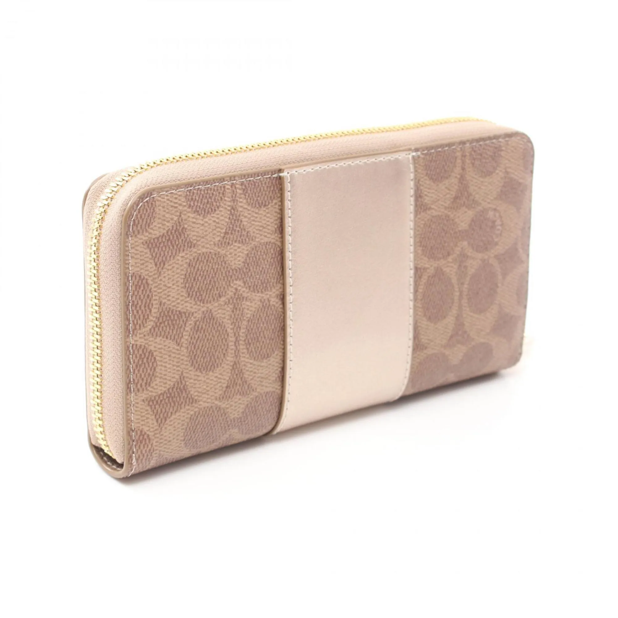 Coach gold Coated Canvas Leather Long Wallet (Bi-Fold) (Pre-Owned)