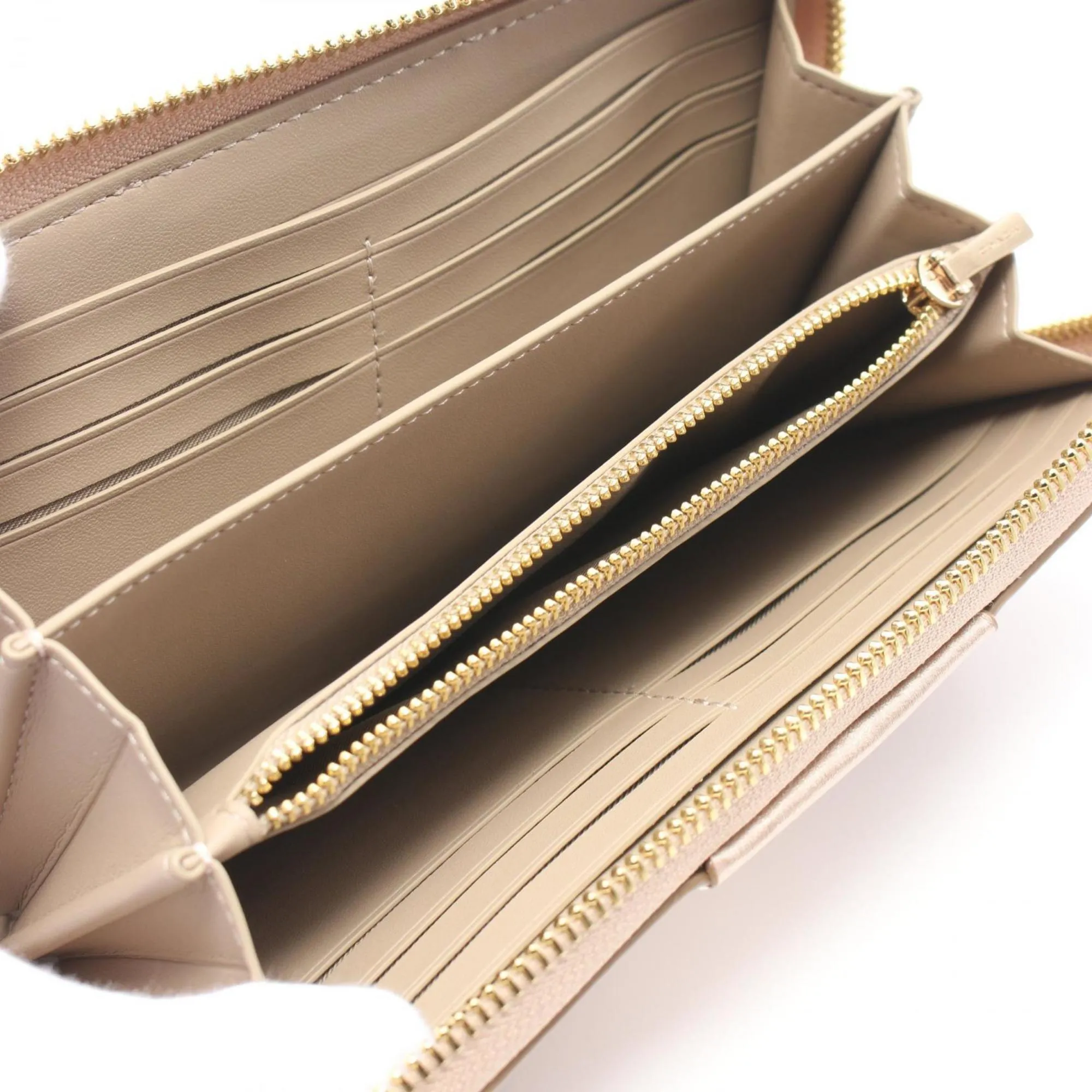 Coach gold Coated Canvas Leather Long Wallet (Bi-Fold) (Pre-Owned)