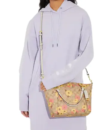 Coach Kacey Satchel In Signature Canvas With Floral Cluster Print