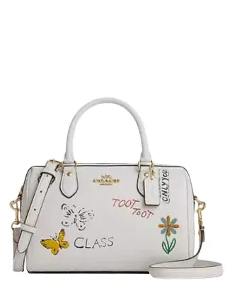 Coach Rowan Satchel Bag With Sketch Print