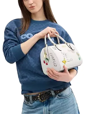 Coach Rowan Satchel Bag With Sketch Print
