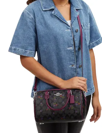 Coach Rowan Satchel In Signature Canvas With Country Floral Print