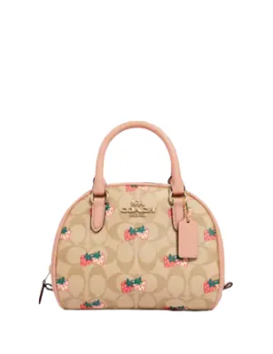Coach Sydney Satchel In Signature Canvas With Strawberry Print