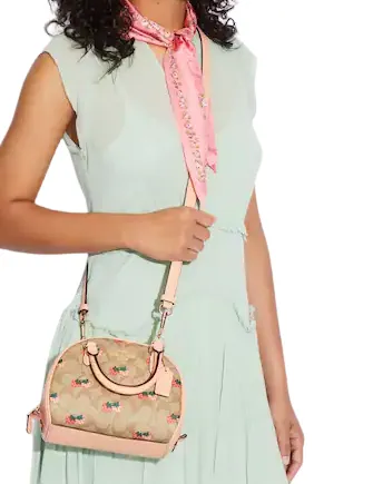 Coach Sydney Satchel In Signature Canvas With Strawberry Print