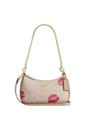 Coach Teri Mini Crossbody Bag In Signature Canvas With Lips Print