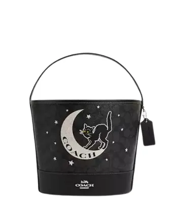 Coach Trick Or Treat Bucket In Signature Canvas With Halloween Graphic