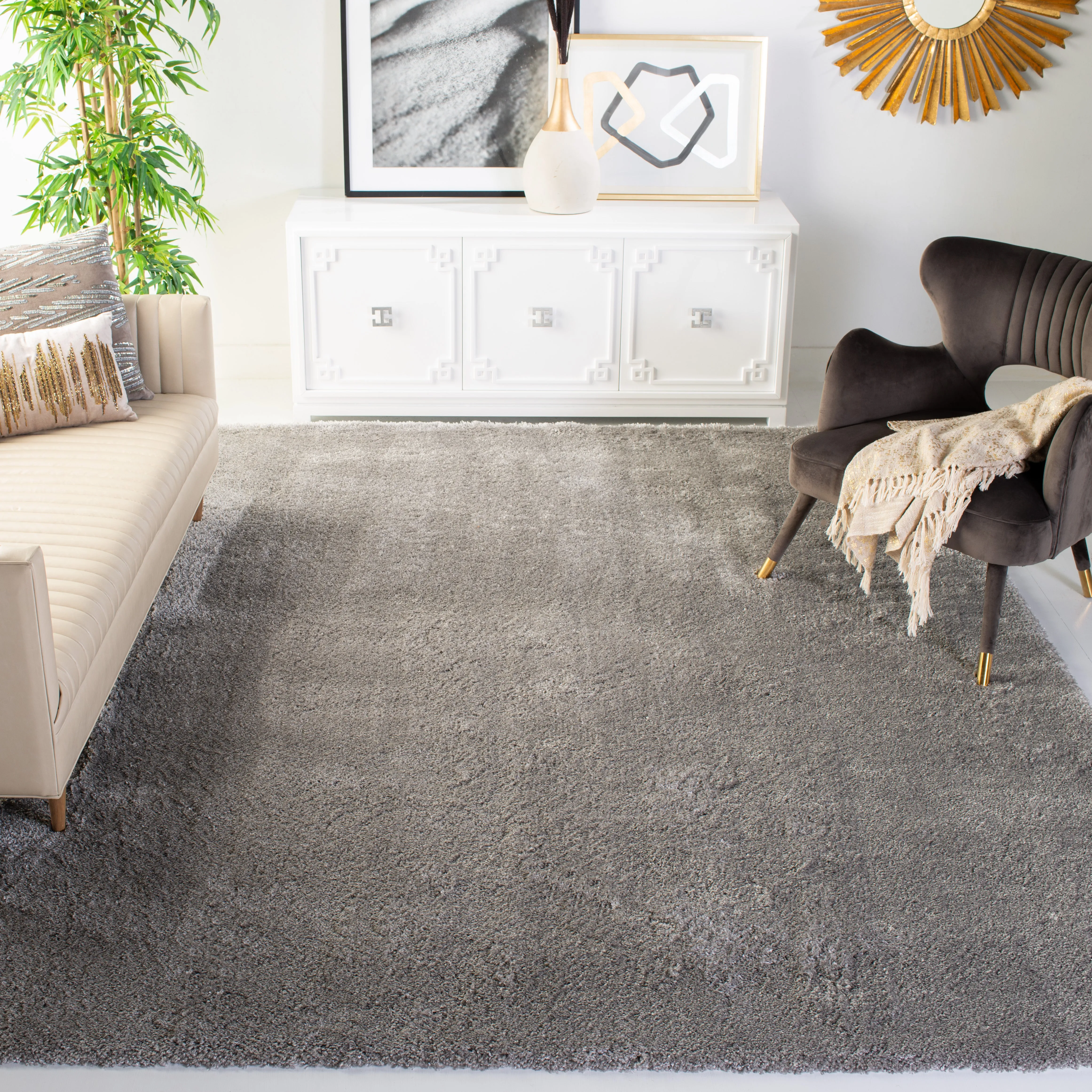 Colorado Shag Machine Made Area Rug, Light Grey Shag / Flokati Style Easy Care Area Rugs holiday deals