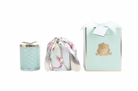 Cote Noire Blue Herringbone Candle & Scarf Gift Set Cote Noire Home Fragrance sale