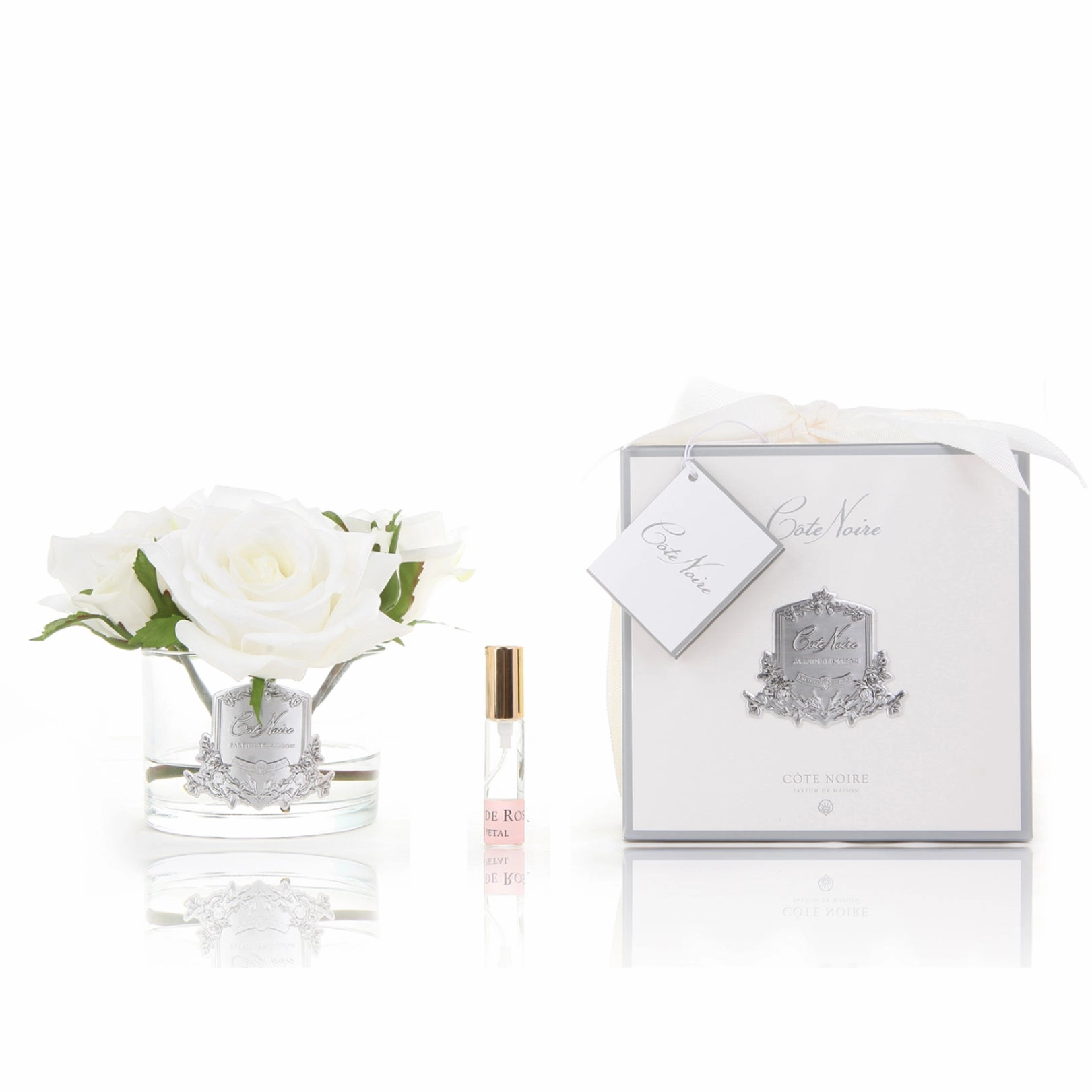 Cote Noire Perfumed Five Rose Bouquet Ivory - Clear Glass Cote Noire Home Fragrance sale