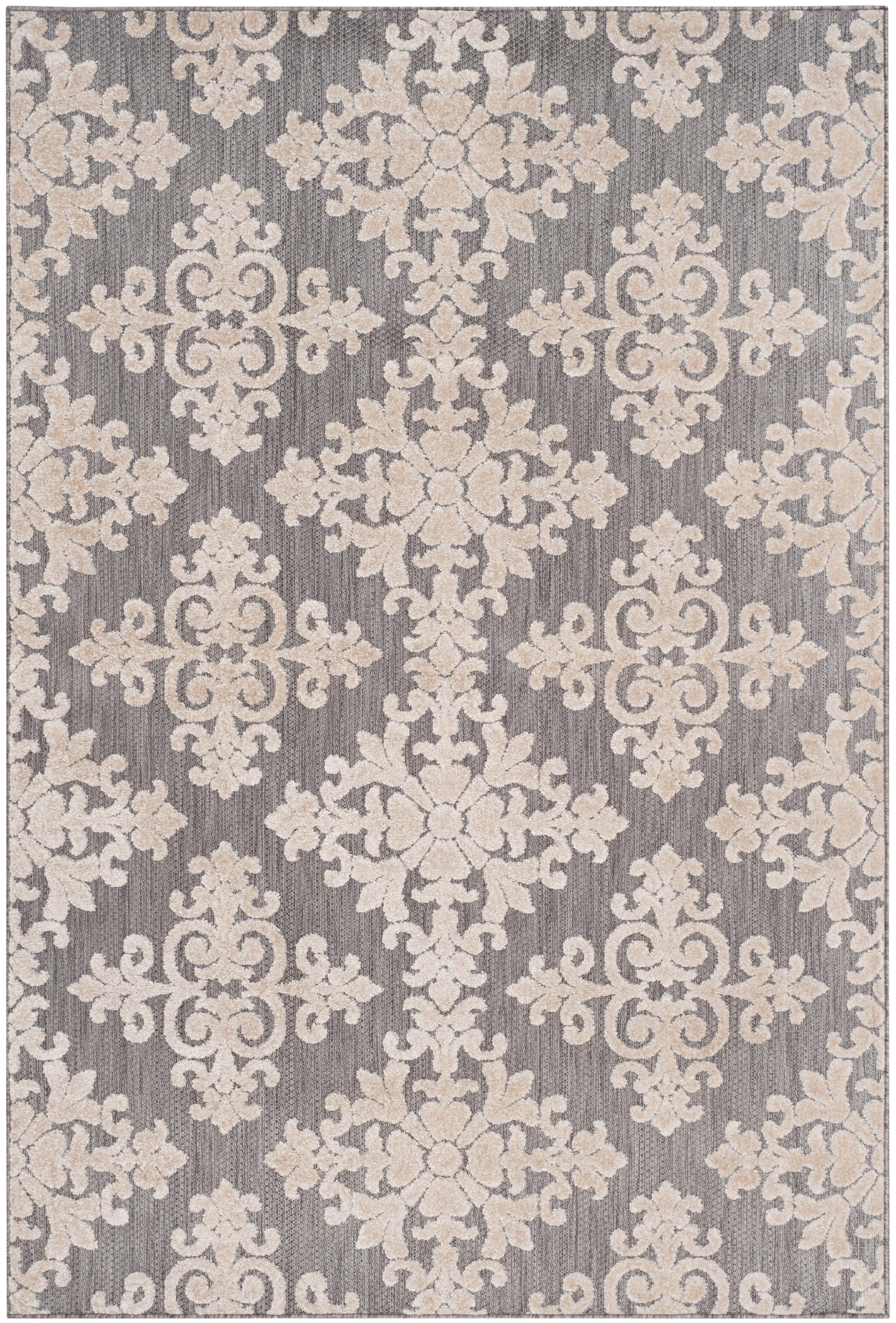 Cottage Machine Made Indoor/Outdoor Area Rug, Taupe Traditional Style Easy Care