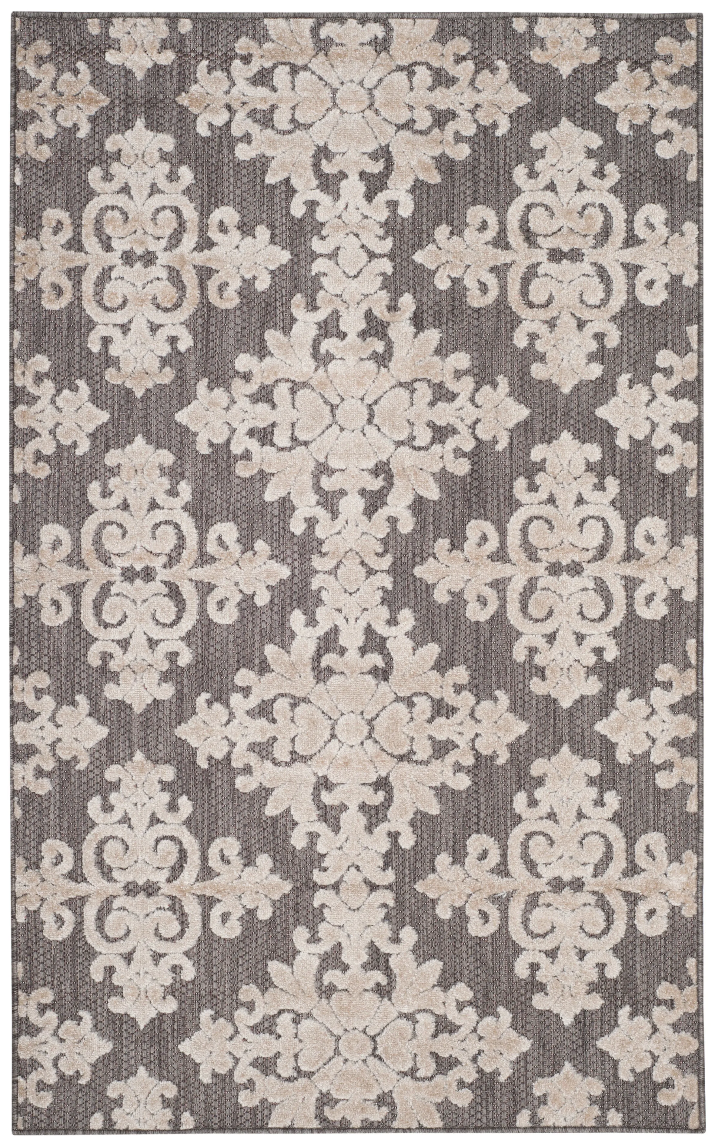 Cottage Machine Made Indoor/Outdoor Area Rug, Taupe Traditional Style Easy Care
