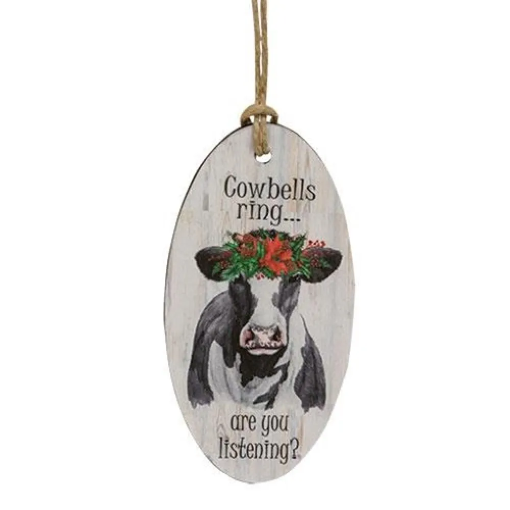 Cowbells Ring Black & White Cow Oval Ornament Decorative Accessories value pack