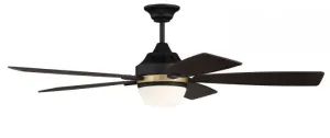 Craftmade Fresco FRS52FBSB5 Ceiling Fan 52 - Flat Black/Satin Brass, Black Walnut/Grey Walnut/ Hugger Ceiling Fans deals