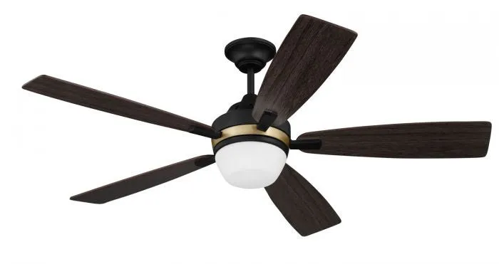 Craftmade Fresco FRS52FBSB5 Ceiling Fan 52 - Flat Black/Satin Brass, Black Walnut/Grey Walnut/