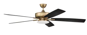 Craftmade Super Pro 112 S112SB5-60BWNFB Ceiling Fan 60 - Satin Brass, Black Walnut/Flat Black/ Hugger Ceiling Fans deals