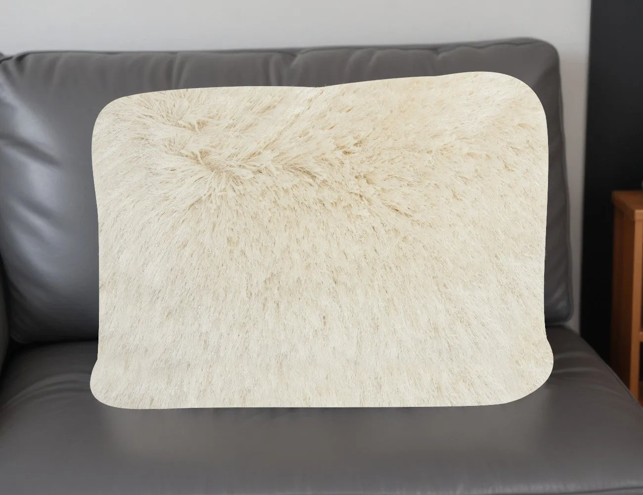 Cream Super Shaggy Throw Pillow Throw Pillows value buys