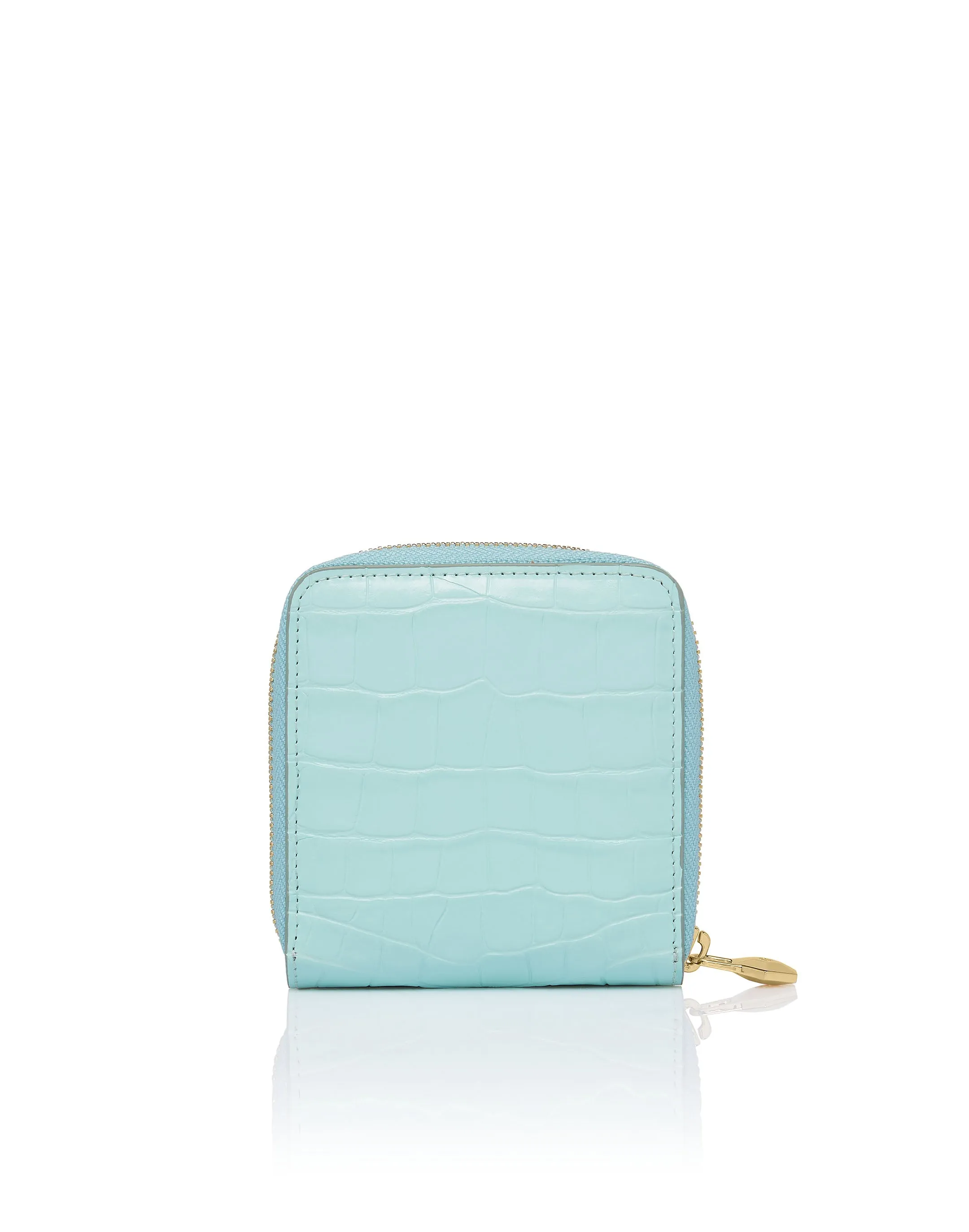 Croco Embossed Mini Round Zip Wallet