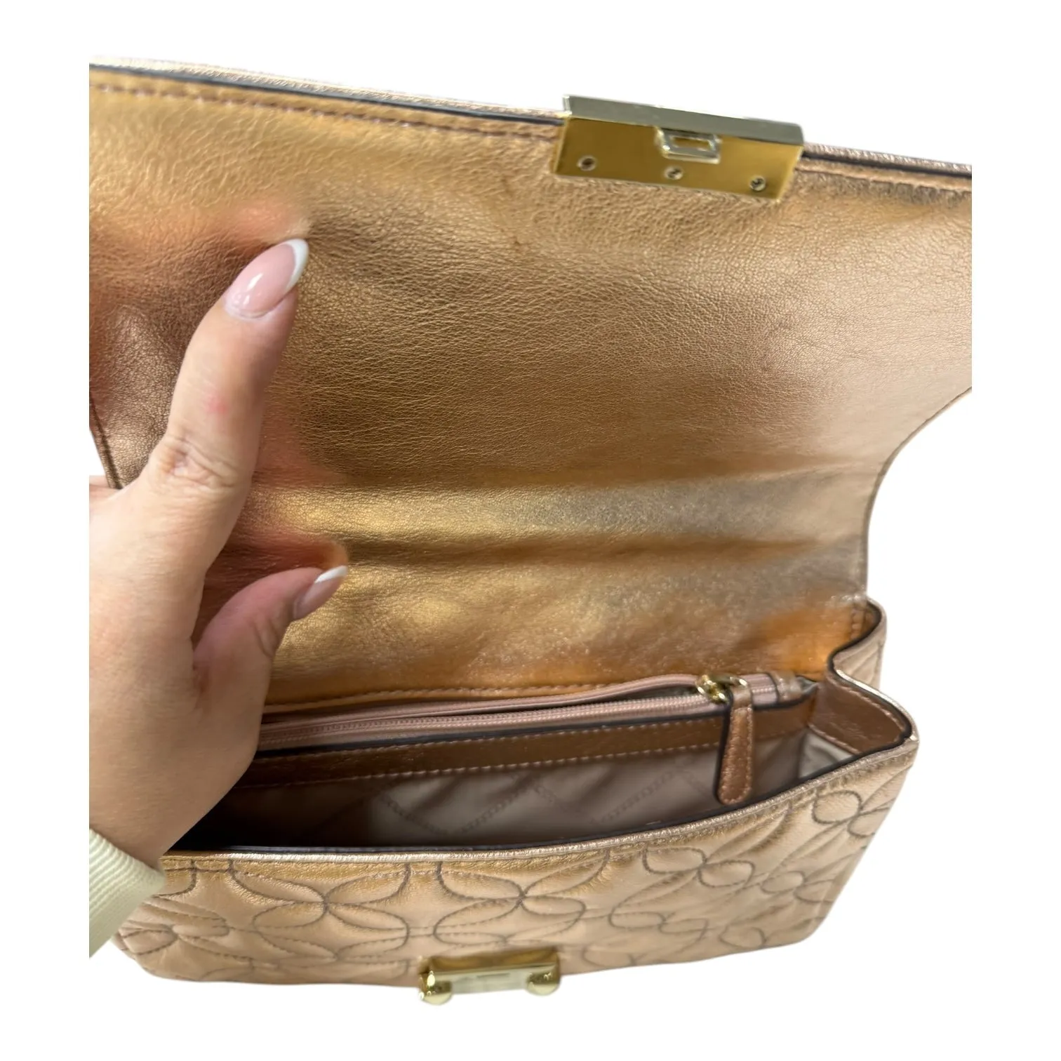Crossbody Designer By Michael Kors In Rose Gold, Size:Medium