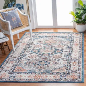Crystal Machine Made Area Rug, Ivory / Blue Traditional Style Easy Care Area Rugs deal online