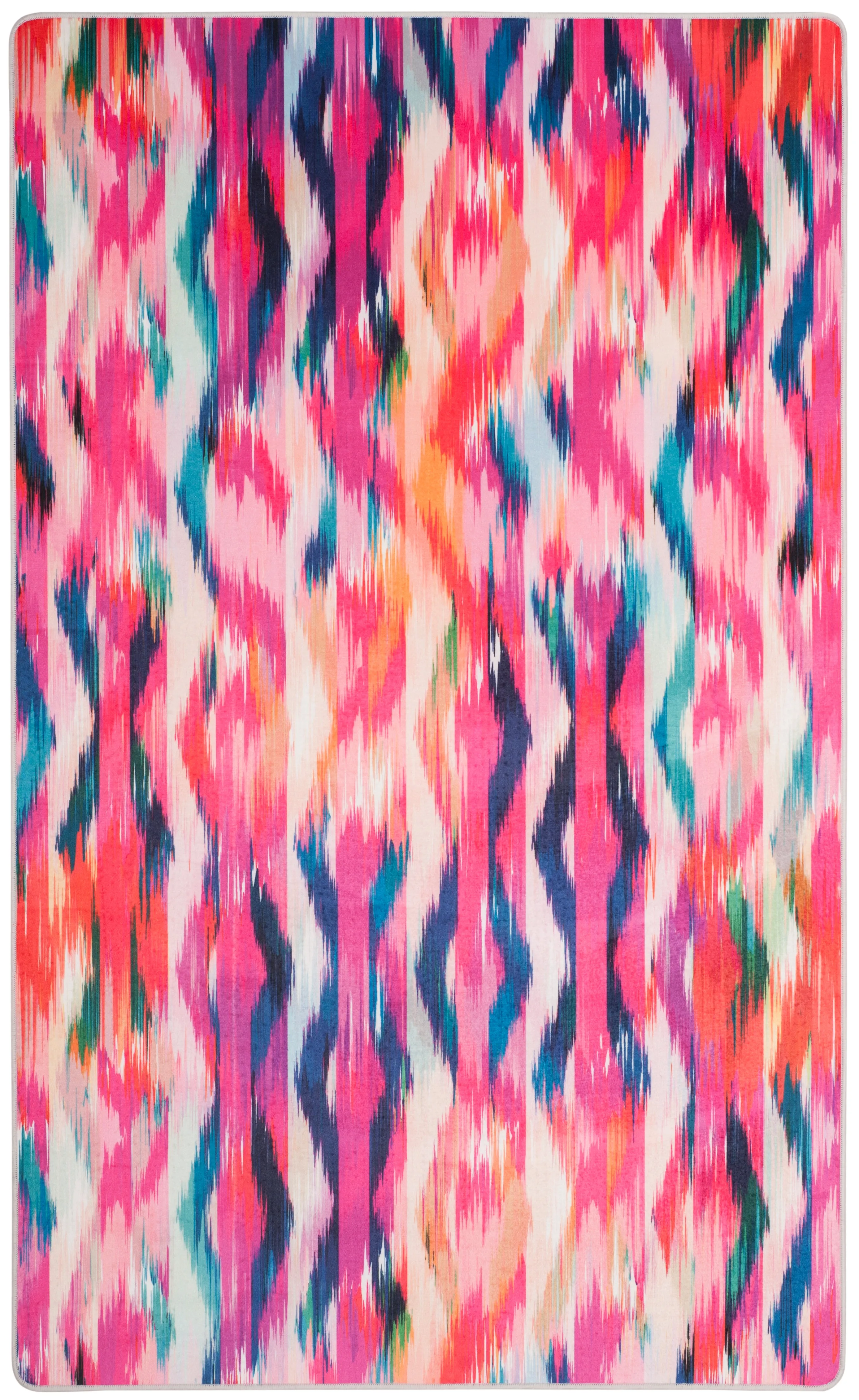 Daytona Machine Washable Non-Slip Area Rug, Fuchsia / Purple Bohemian Style Easy Care