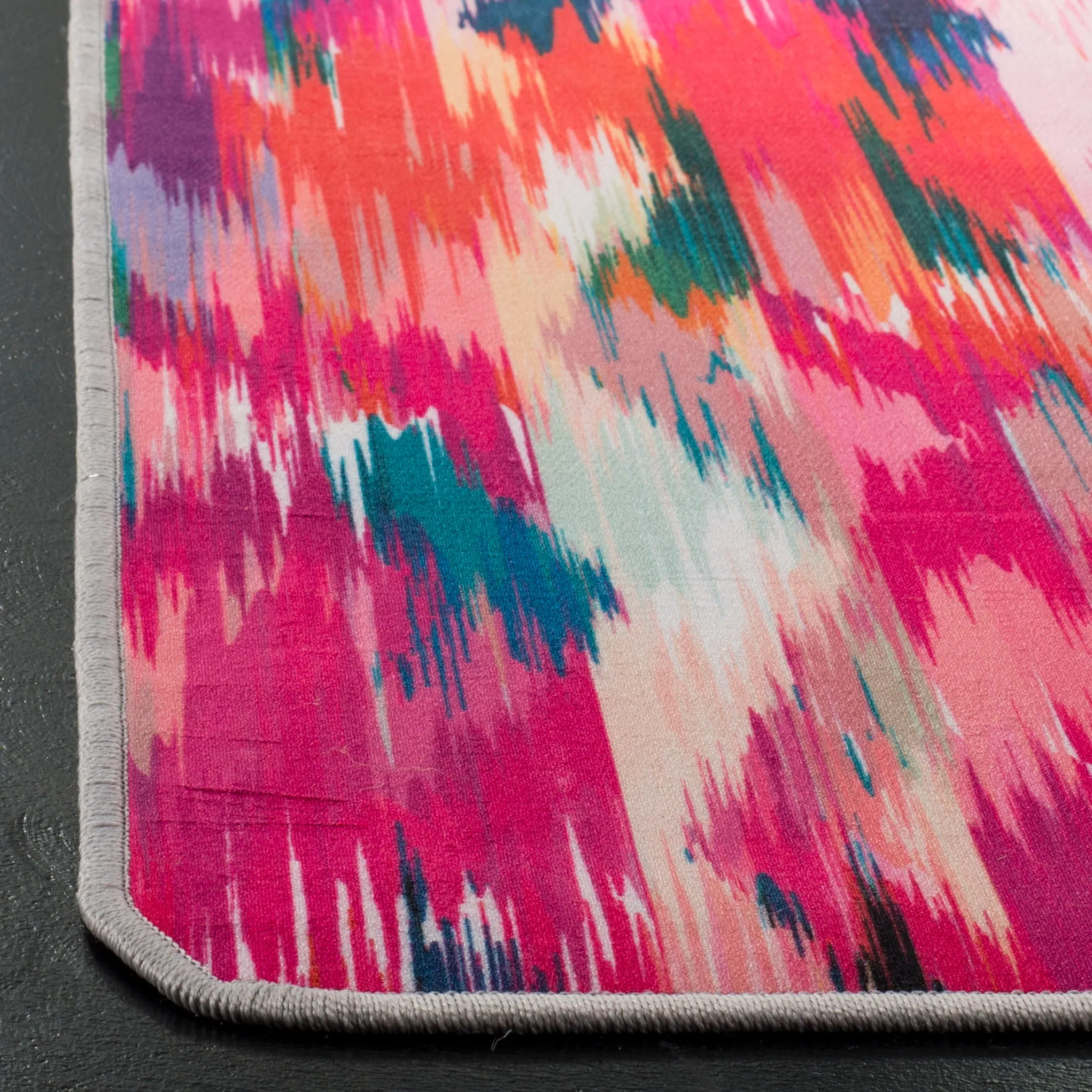 Daytona Machine Washable Non-Slip Area Rug, Fuchsia / Purple Bohemian Style Easy Care
