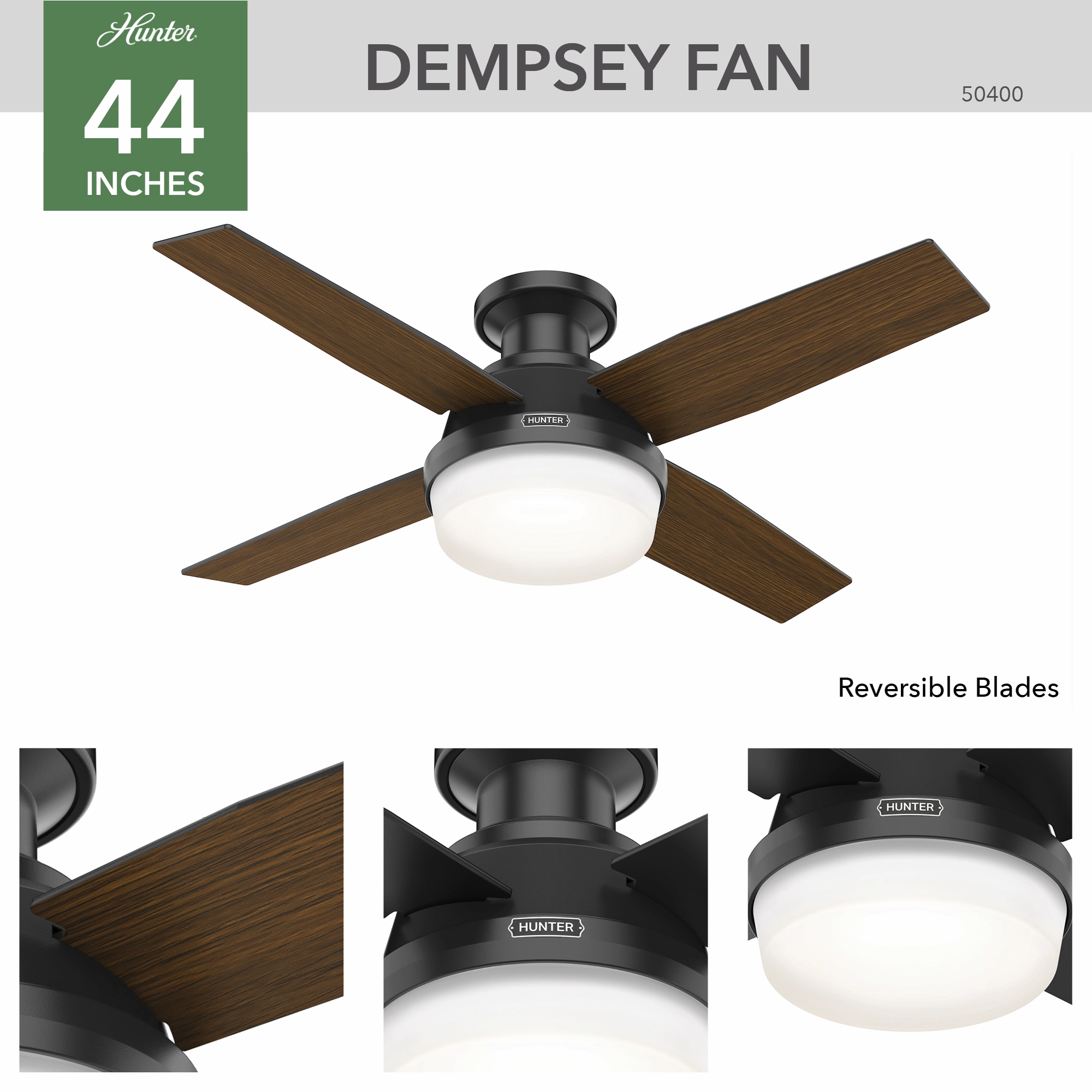 Dempsey 44"Ceiling Fan Matte Black Small Fans for less