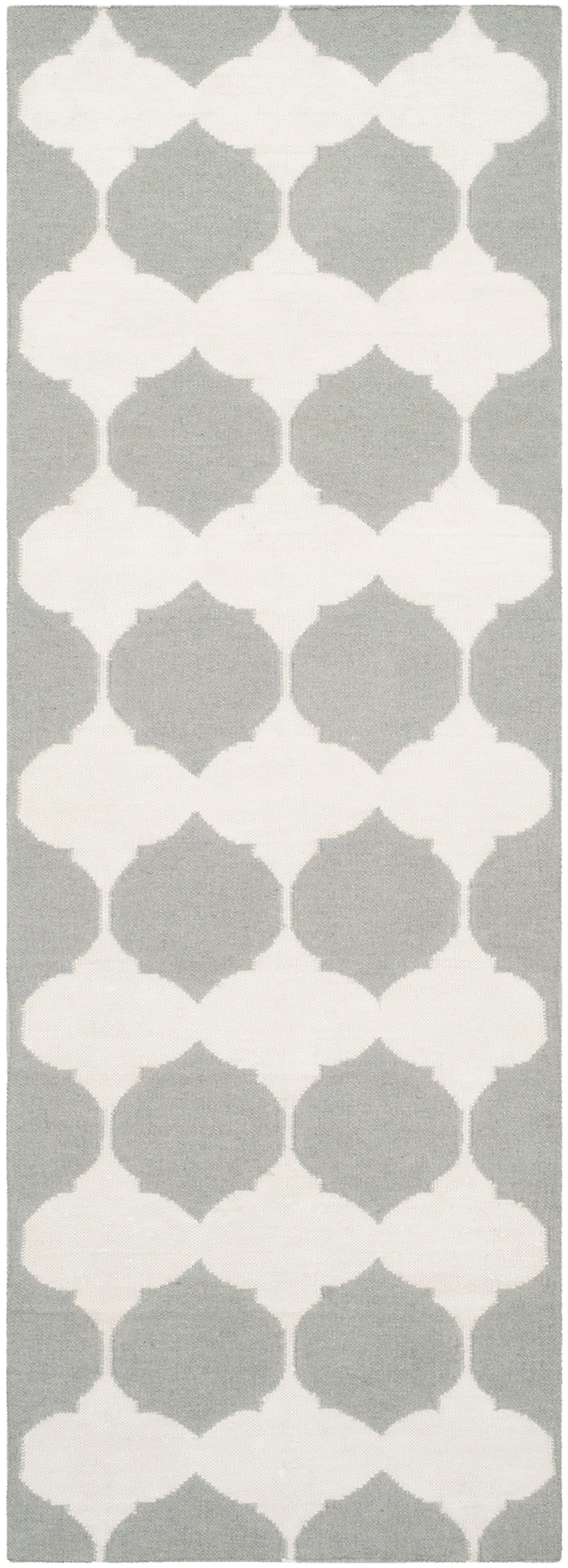 Dhurries Hand Made Area Rug, Grey / Ivory Contemporary Style Non Shedding