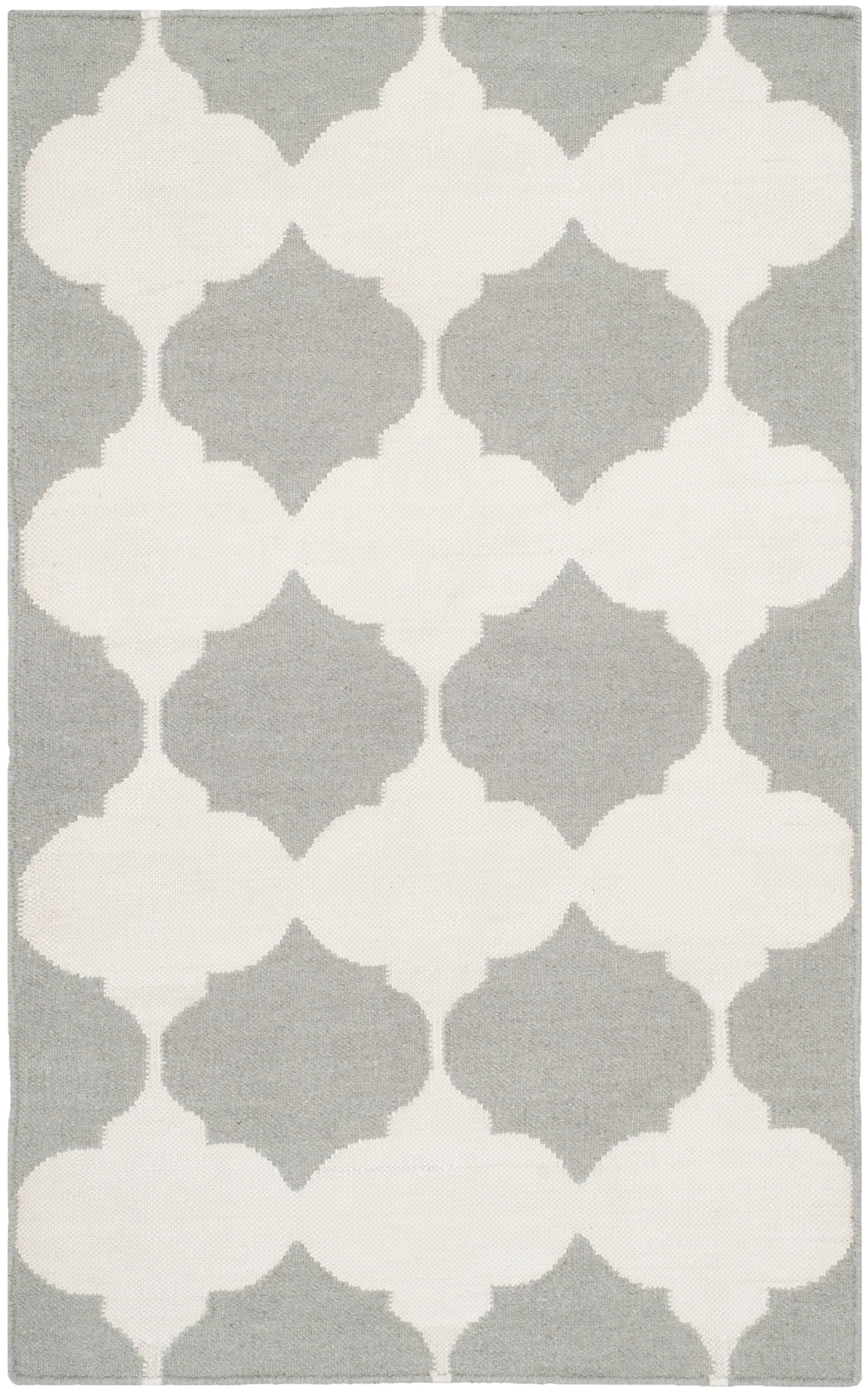 Dhurries Hand Made Area Rug, Grey / Ivory Contemporary Style Non Shedding