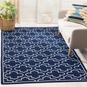 Dhurries Hand Made Area Rug, Navy / Ivory Contemporary Style Non Shedding Area Rugs weekend promo