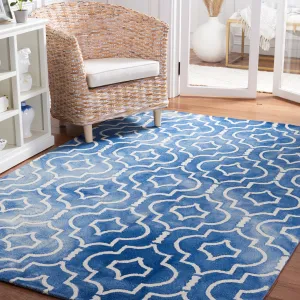 Dip Dye Hand Made Area Rug, Blue / Ivory Contemporary Style Non Shedding Area Rugs deal online