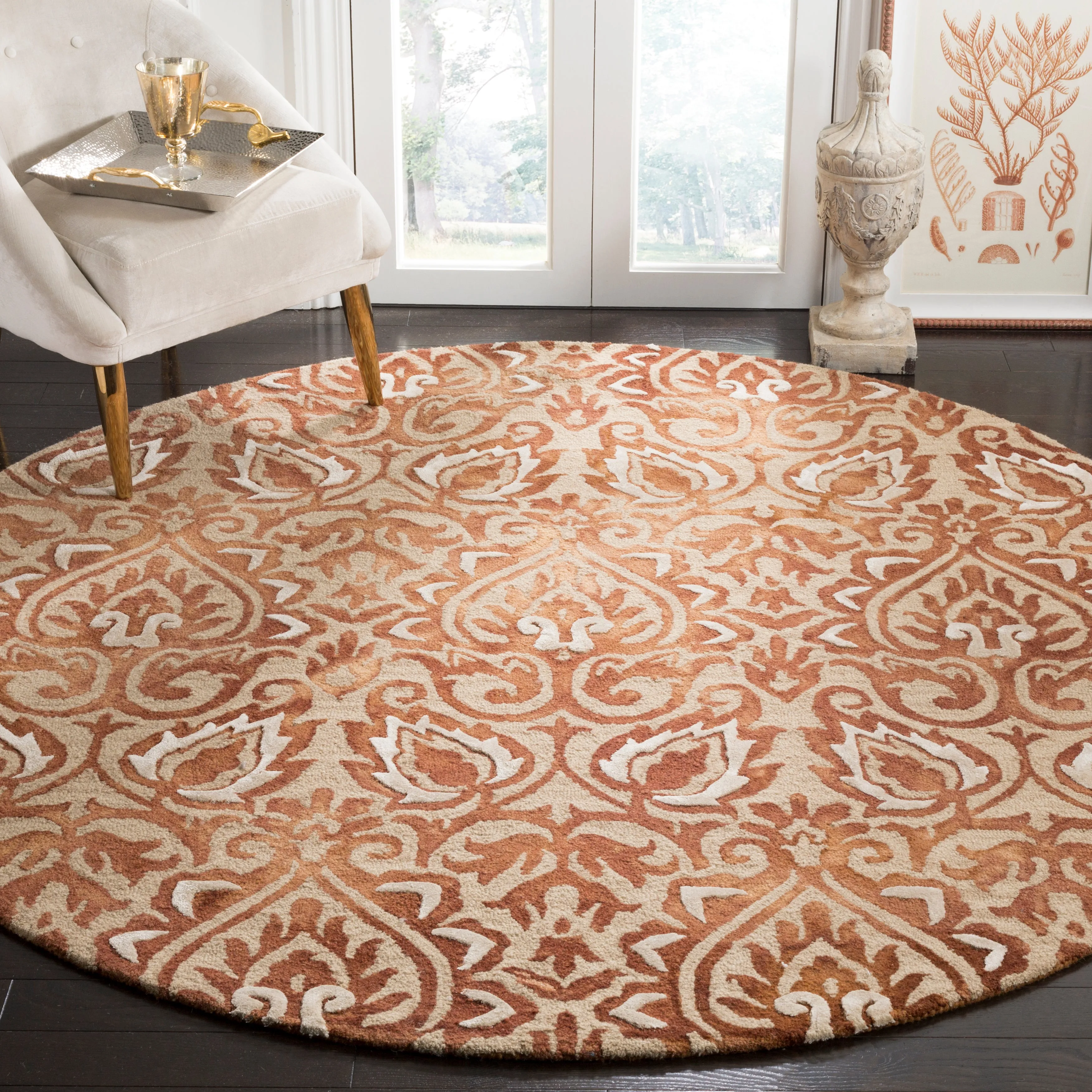 Dip Dye Hand Made Area Rug, Copper / Beige Traditional Style Non Shedding