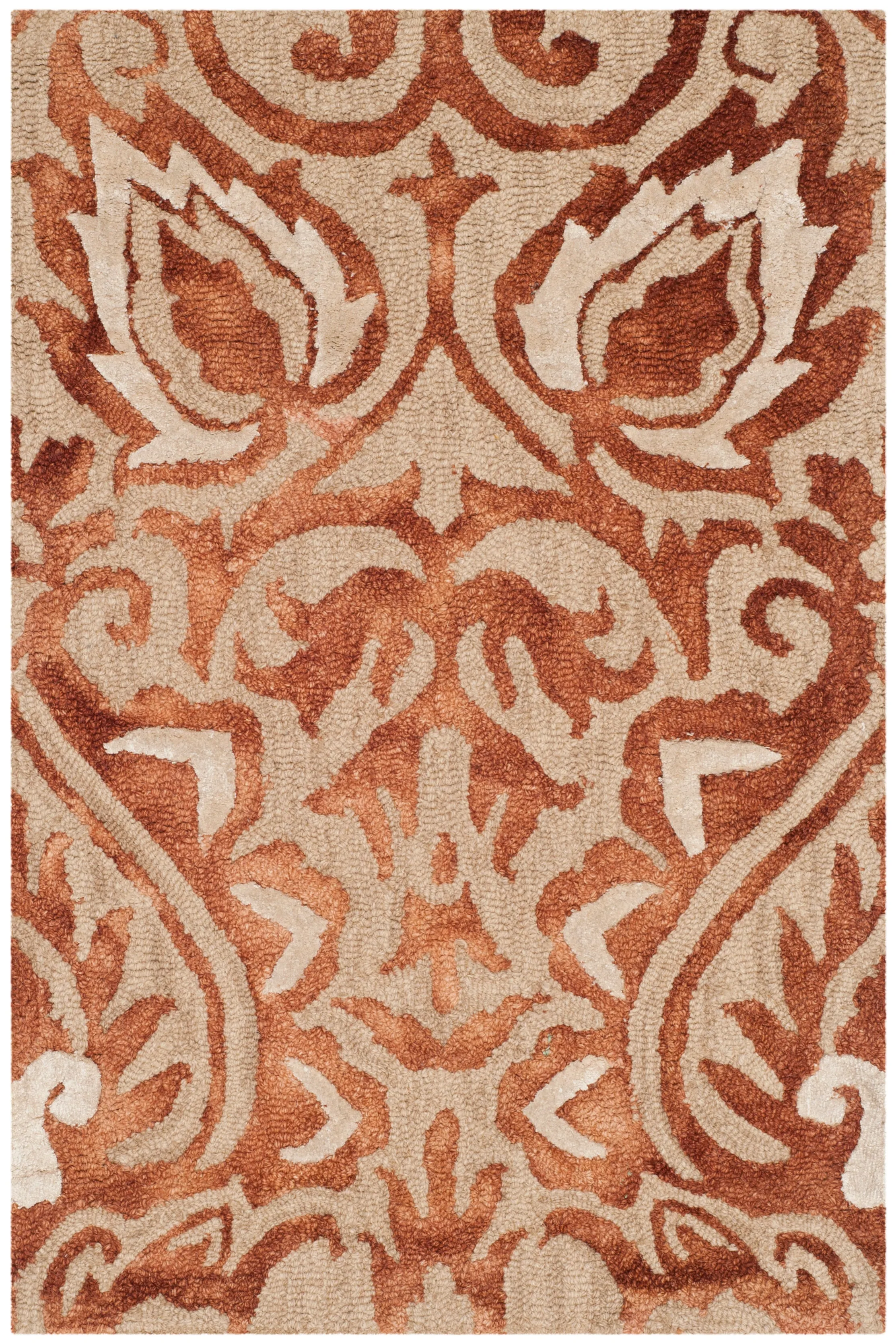 Dip Dye Hand Made Area Rug, Copper / Beige Traditional Style Non Shedding