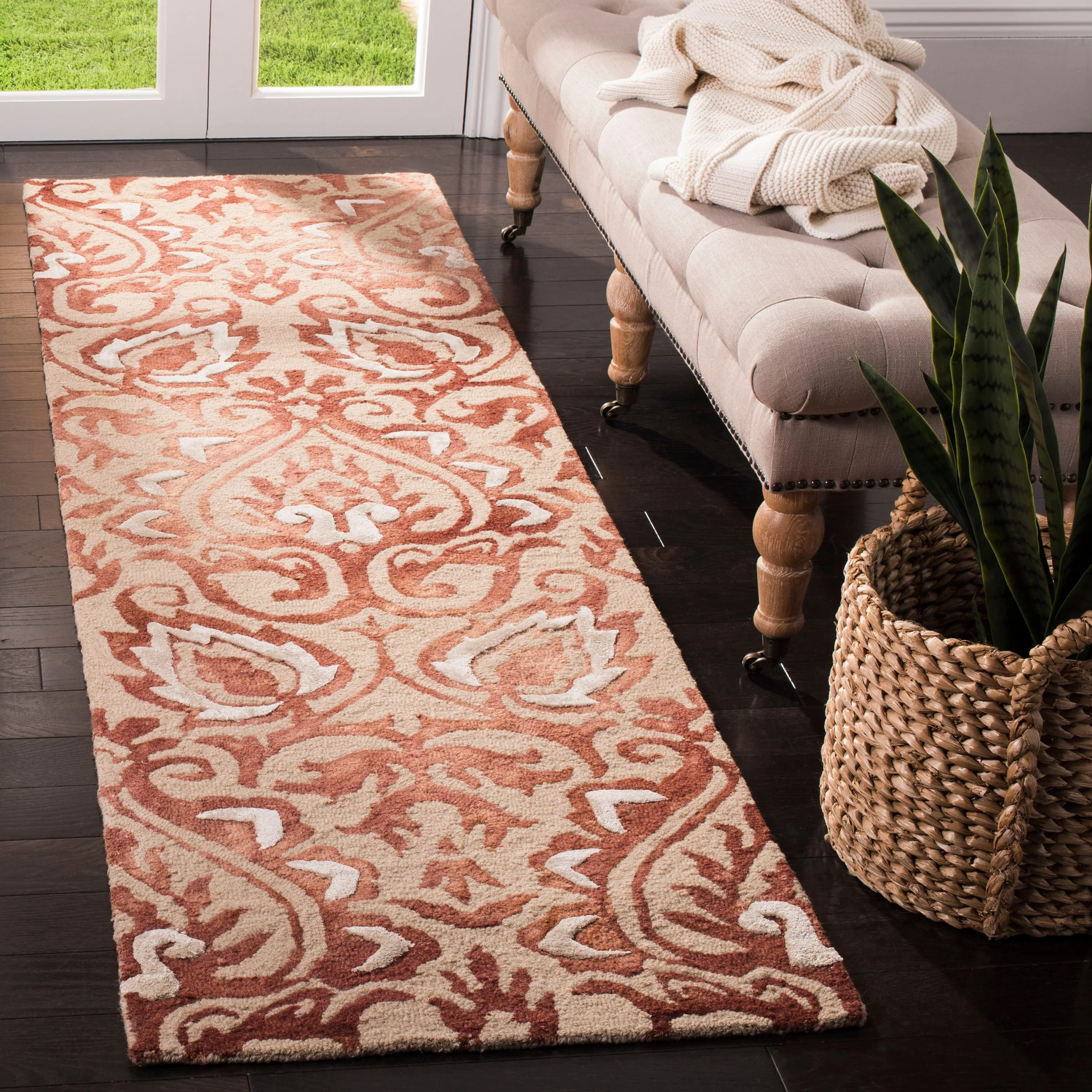 Dip Dye Hand Made Area Rug, Copper / Beige Traditional Style Non Shedding