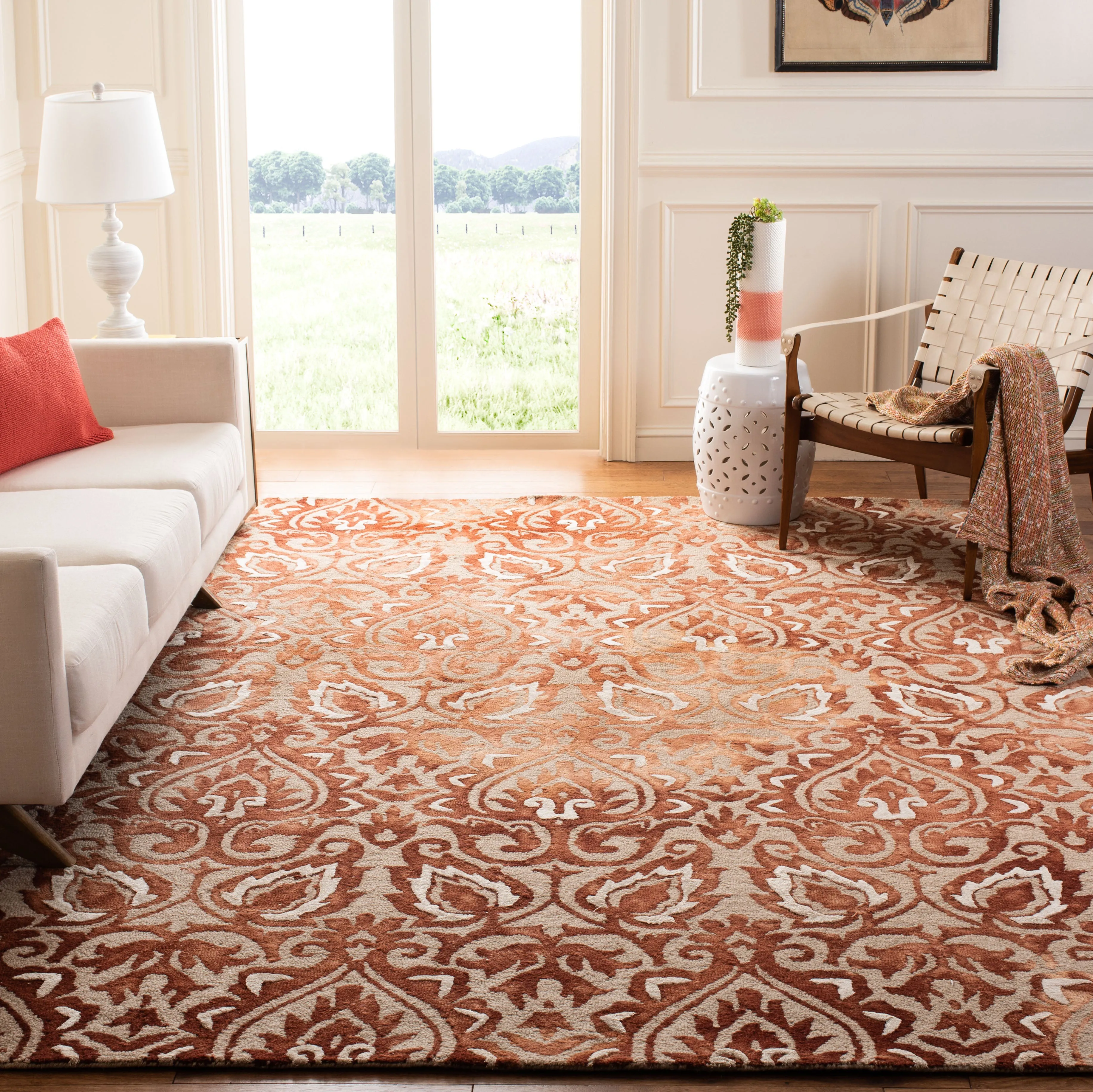 Dip Dye Hand Made Area Rug, Copper / Beige Traditional Style Non Shedding