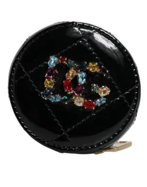 Dolce & Gabbana Lamb Leather DG Crystal Round Coin Purse Women's Wallet