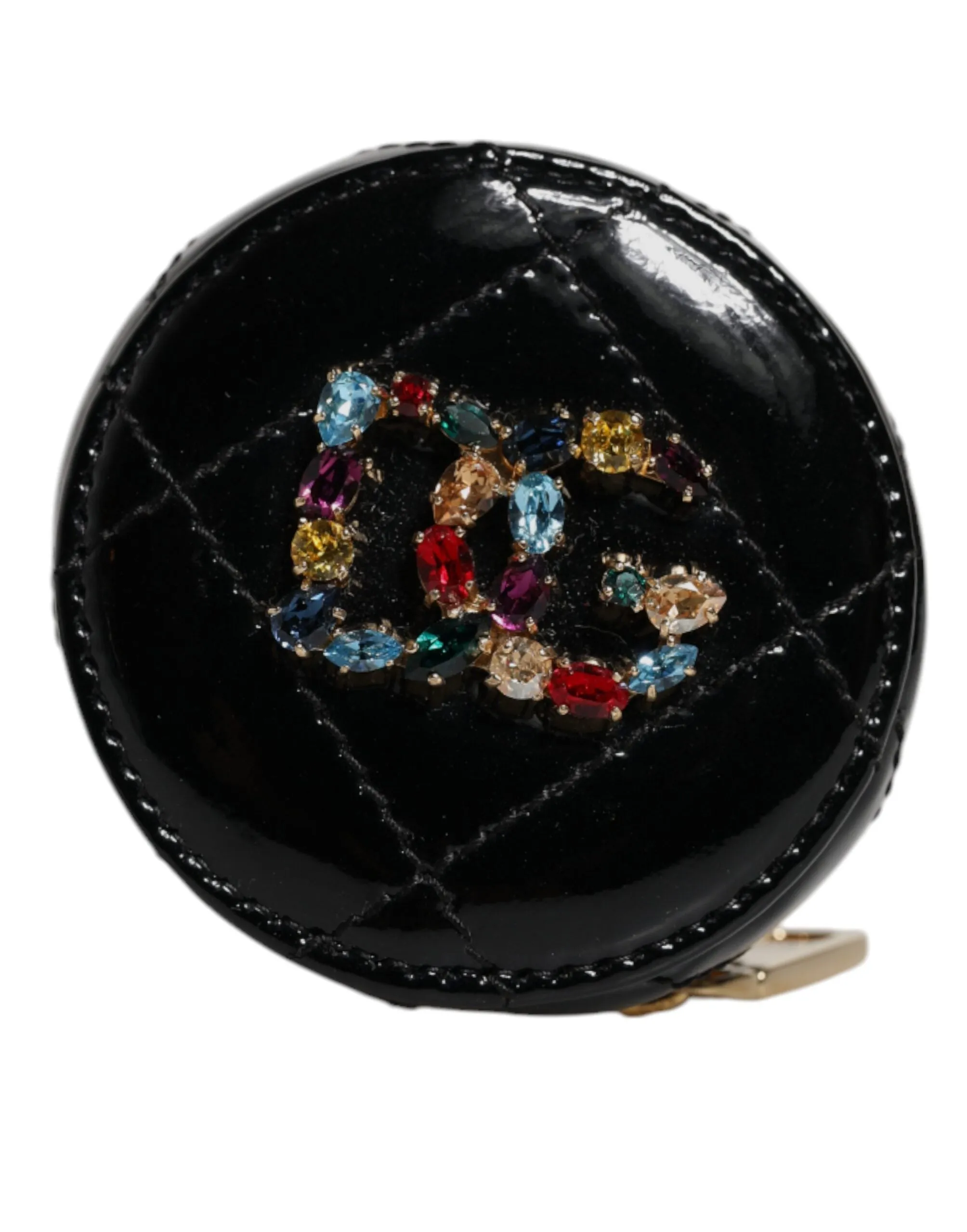 Dolce & Gabbana Lamb Leather DG Crystal Round Coin Purse Women's Wallet