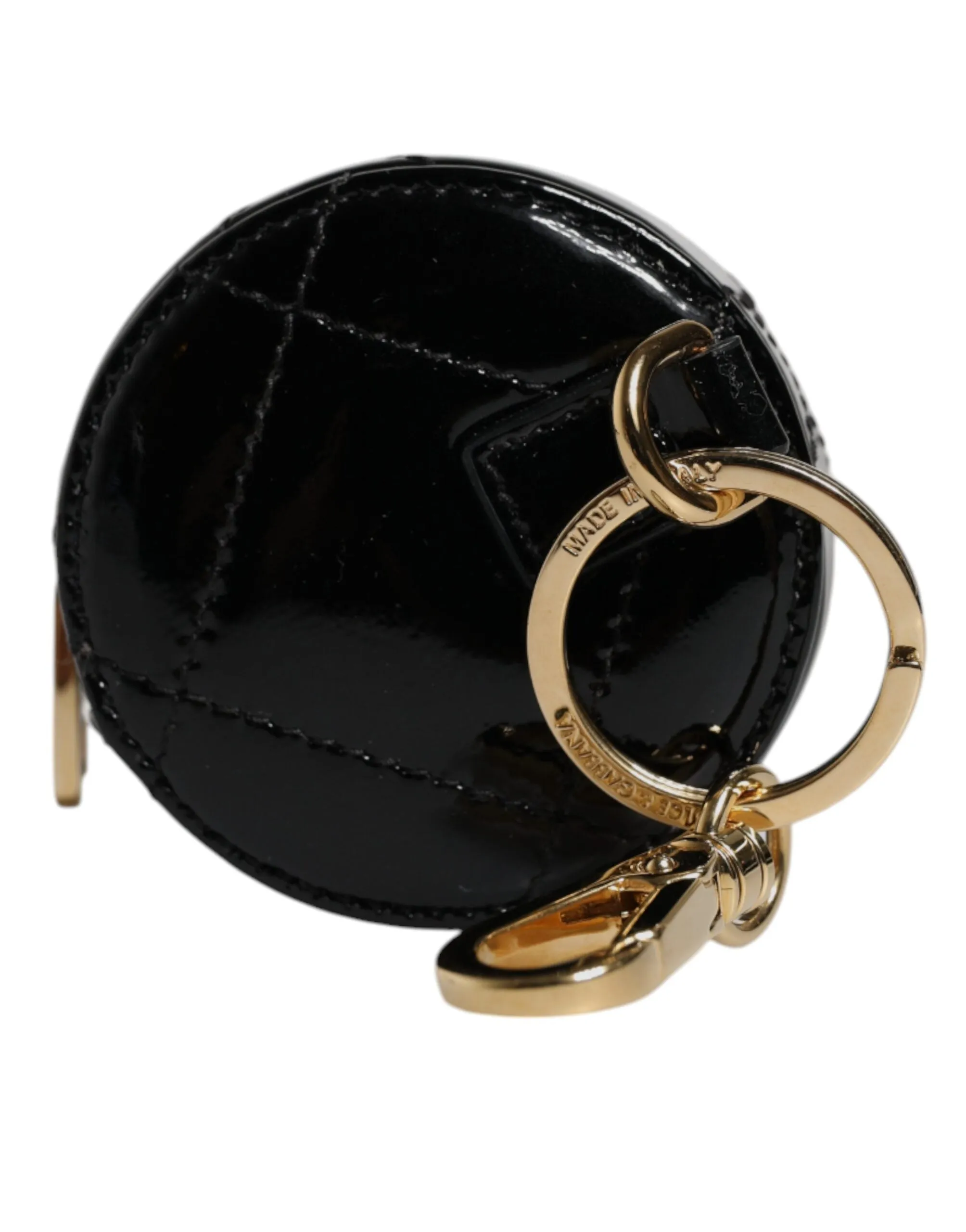 Dolce & Gabbana Lamb Leather DG Crystal Round Coin Purse Women's Wallet