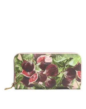 Dolce & Gabbana multi Fig Fruit Dauphine Leather Zip Around Continental Women's Wallet