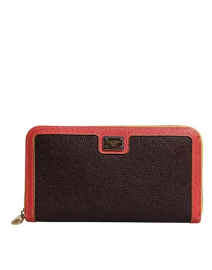 Dolce & Gabbana Textu Leather Zip Around Continental Women's Wallet (Pre-Owned)