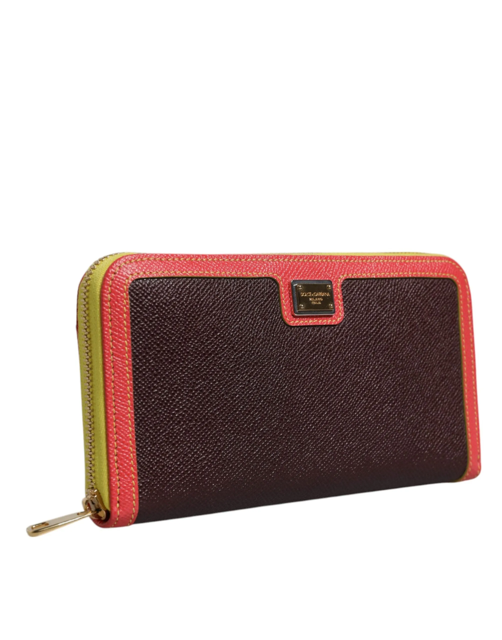 Dolce & Gabbana Textu Leather Zip Around Continental Women's Wallet (Pre-Owned)