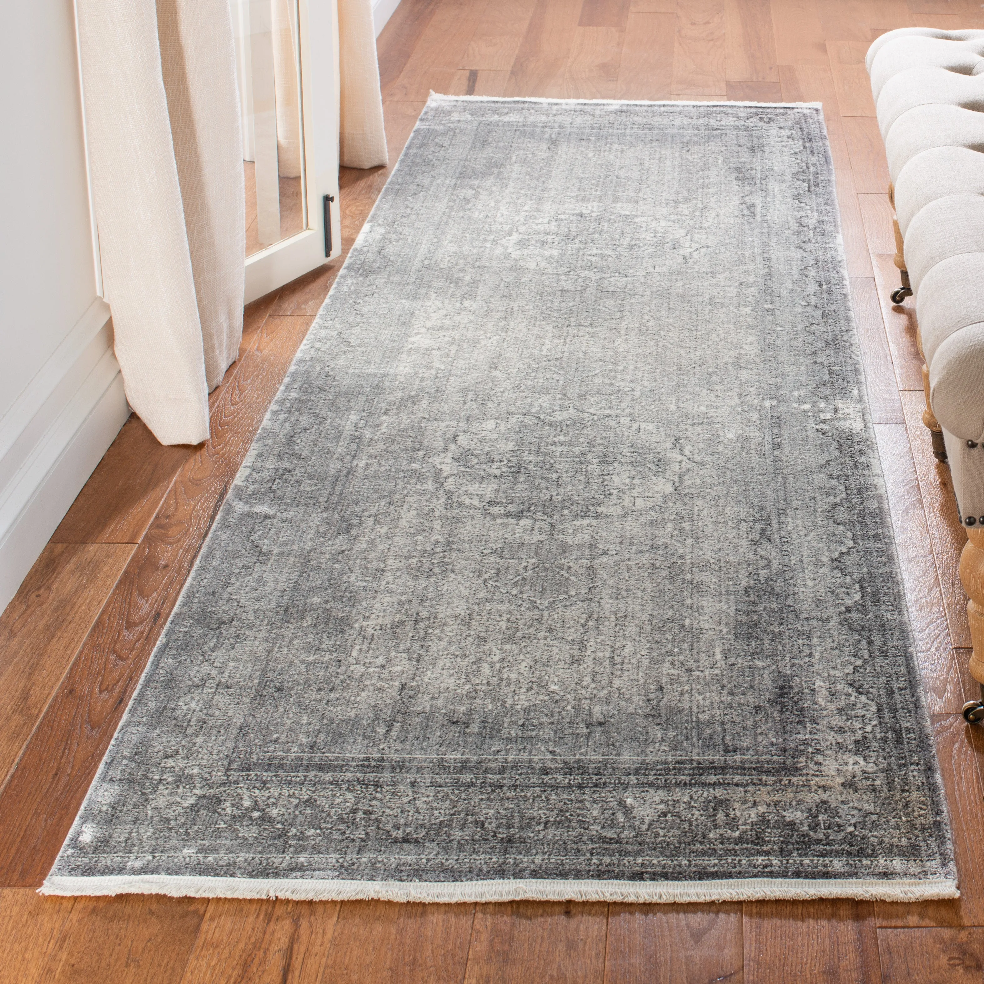 Eclipse Machine Made Area Rug, Ivory / Charcoal Traditional Style Easy Care Area Rugs cheap home decor