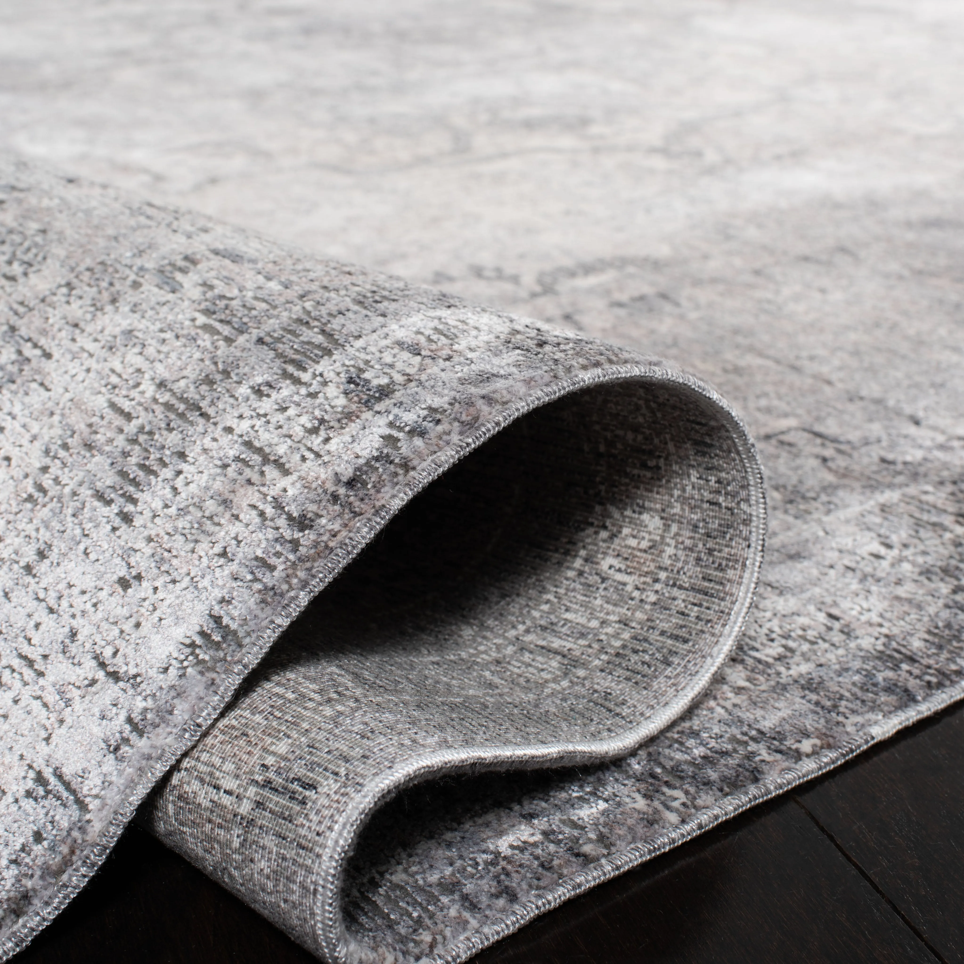 Eclipse Machine Made Area Rug, Ivory / Charcoal Traditional Style Easy Care