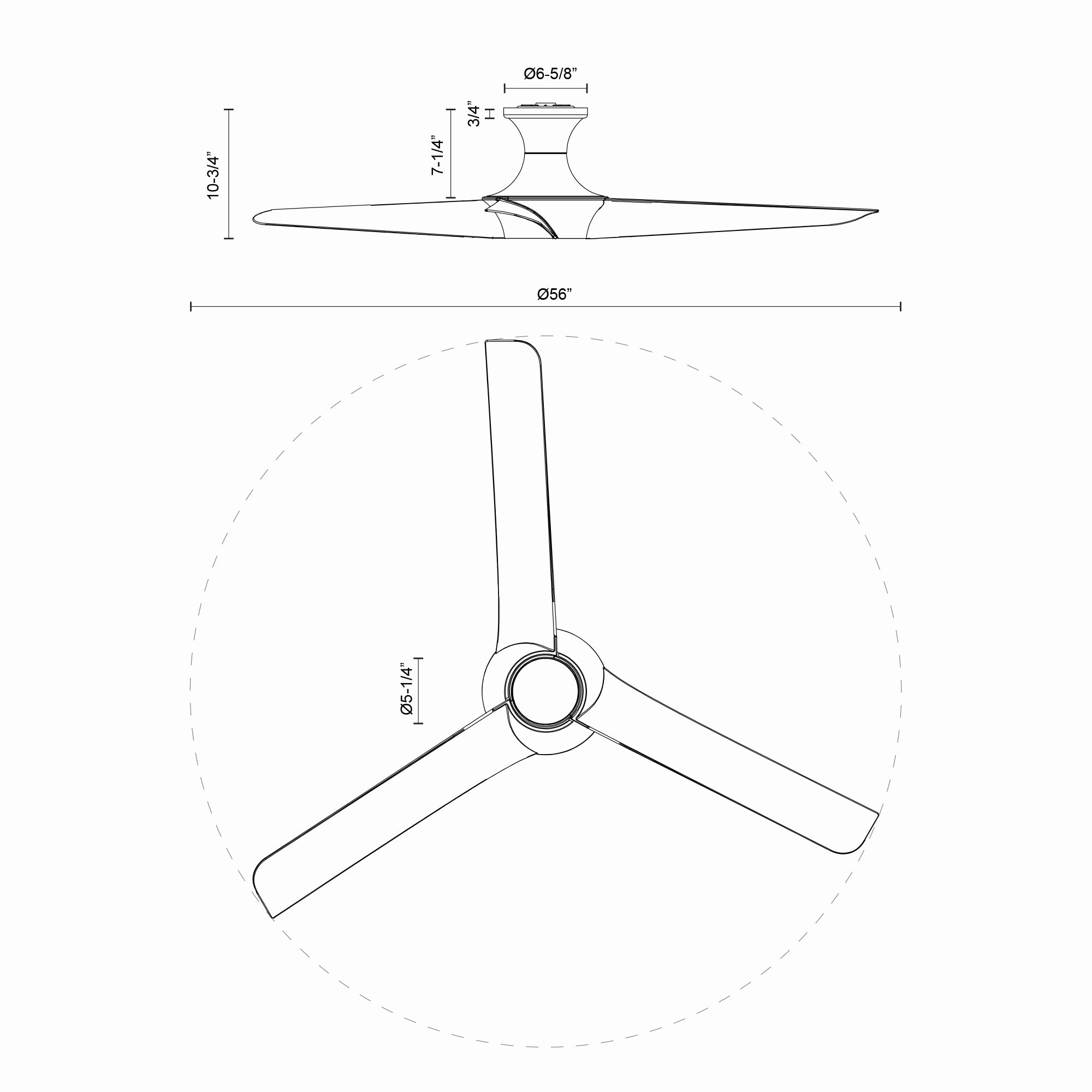 Emiko-H 56"Ceiling Fan White Huggers Fans low price shop