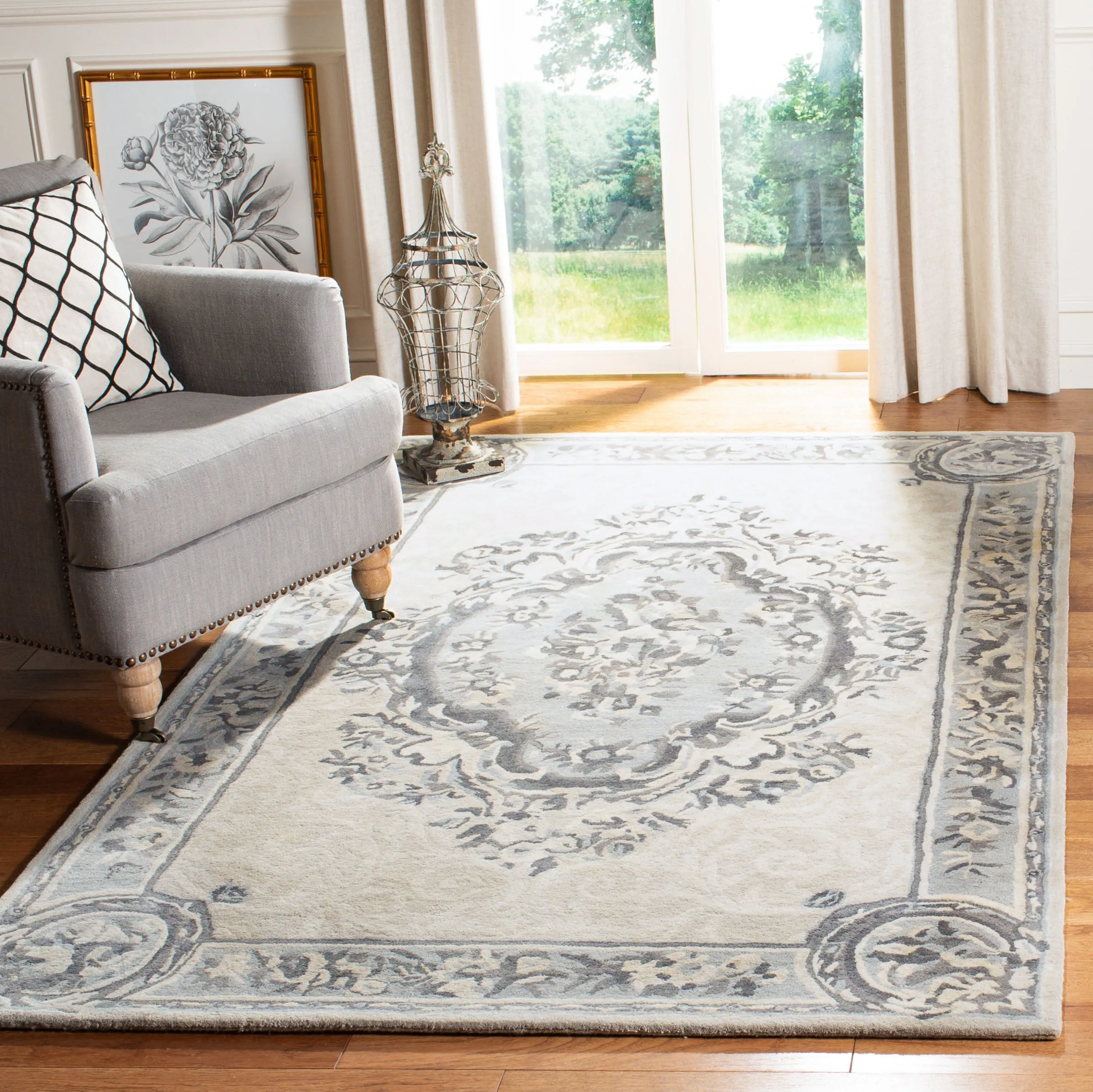 Empire Hand Made Area Rug, Beige / Light Grey Traditional Style Non Shedding Area Rugs weekend promo