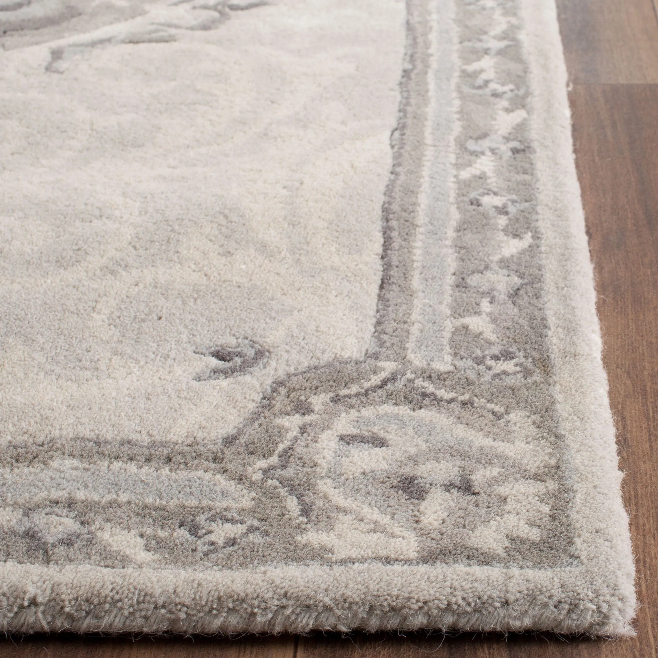 Empire Hand Made Area Rug, Beige / Light Grey Traditional Style Non Shedding