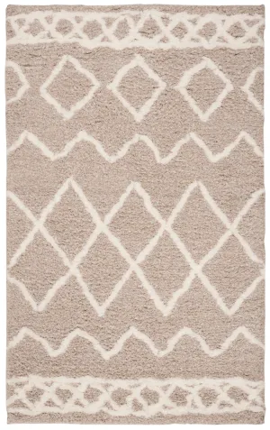 Equinox Shag Hand Made Area Rug, Beige / Ivory Bohemian Style Non Shedding Area Rugs cheap home decor