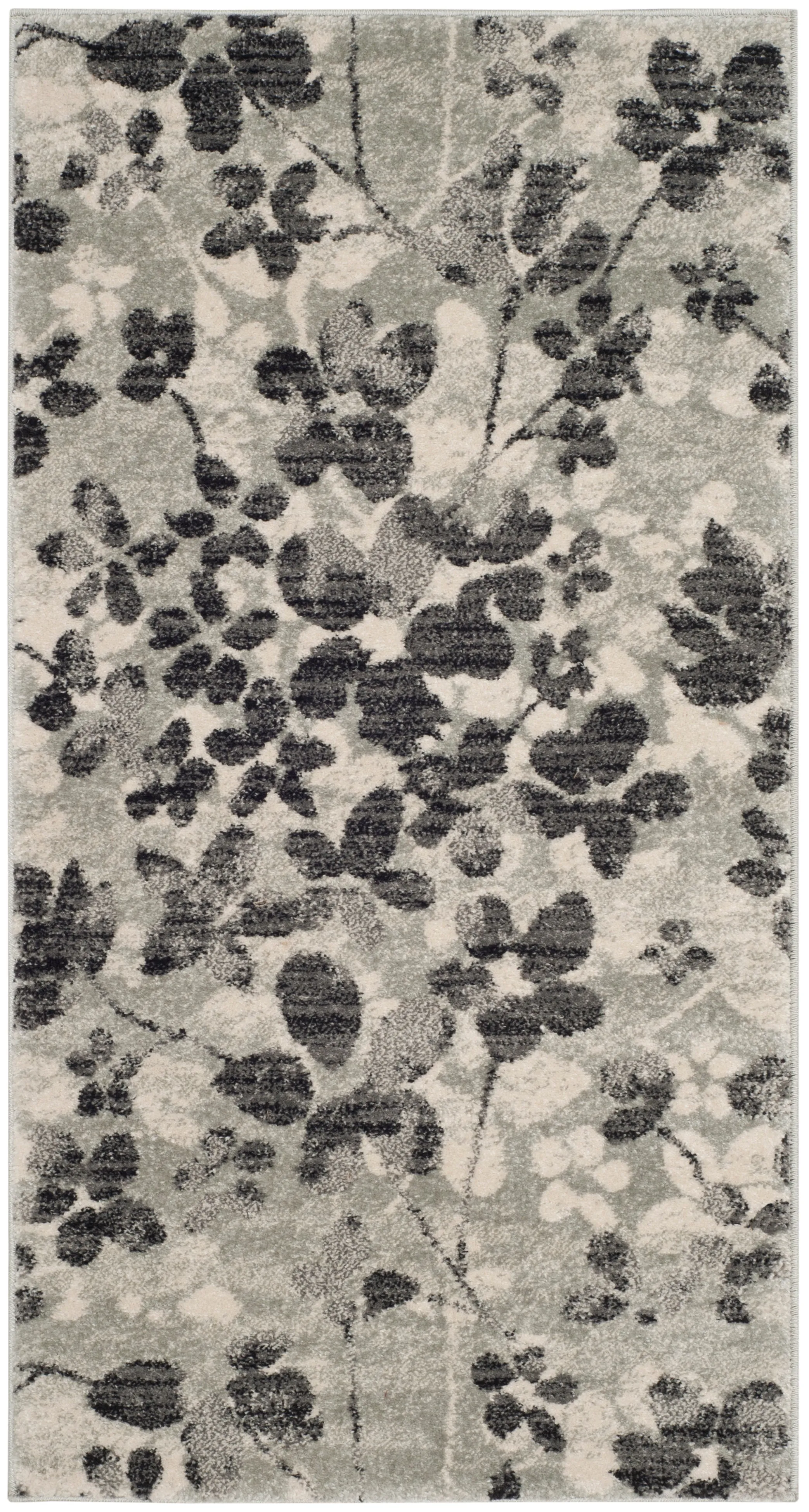 Evoke Machine Made Area Rug, Grey / Black Contemporary Style Easy Care