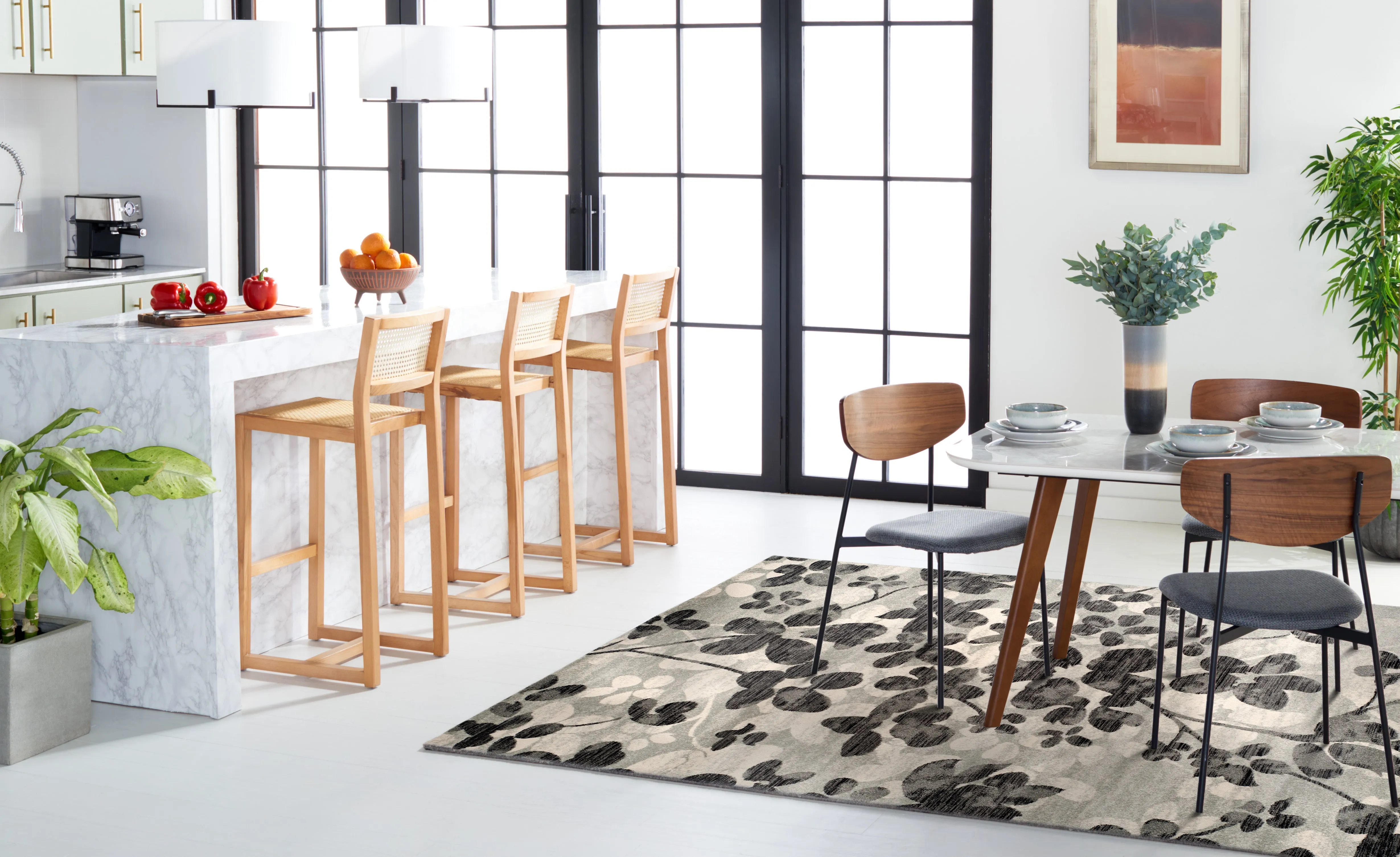 Evoke Machine Made Area Rug, Grey / Black Contemporary Style Easy Care