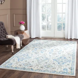 Evoke Machine Made Area Rug, Ivory / Light Blue Traditional Style Easy Care Area Rugs weekend promo