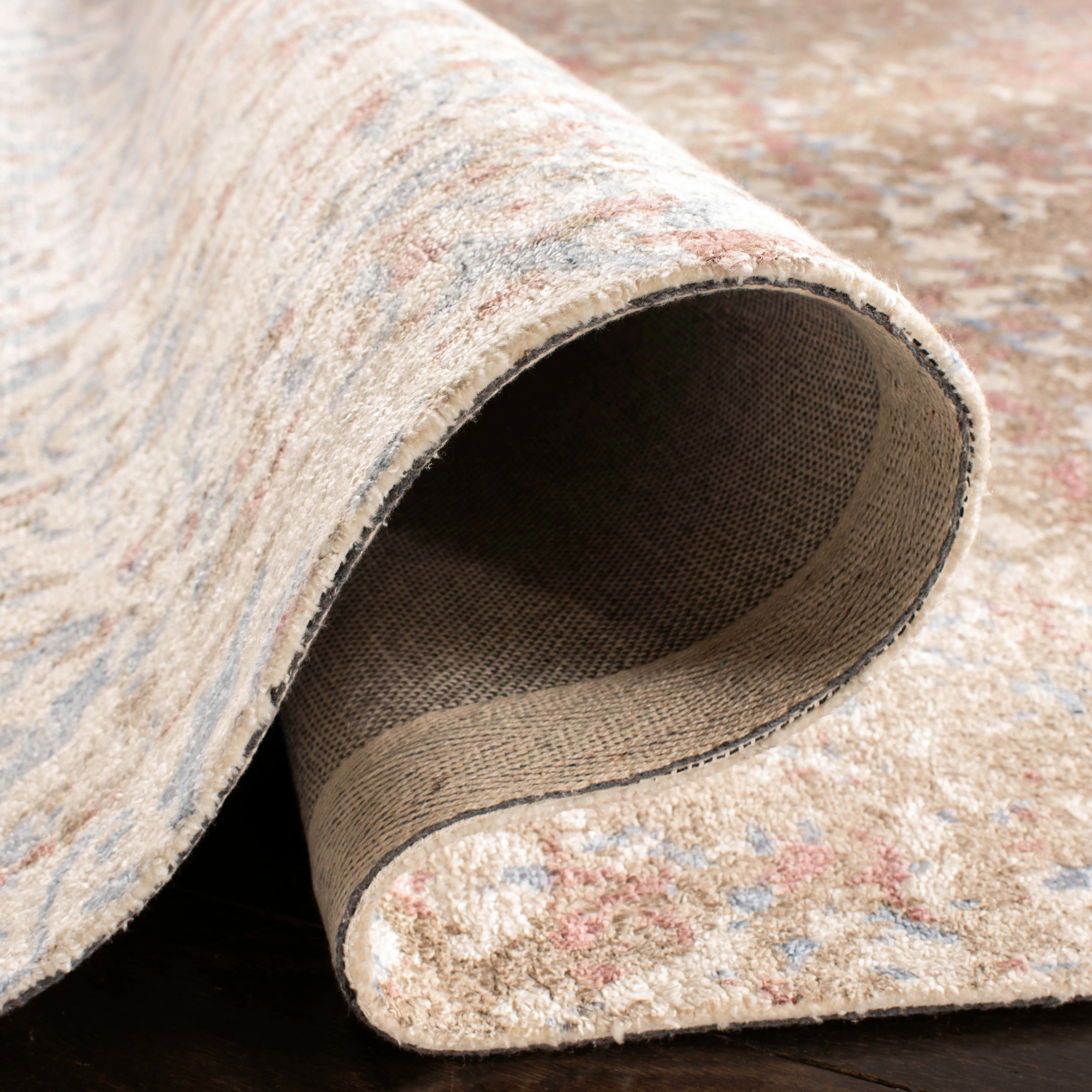 Expression Hand Made Area Rug, Ivory / Blue Transitional Style Non Shedding